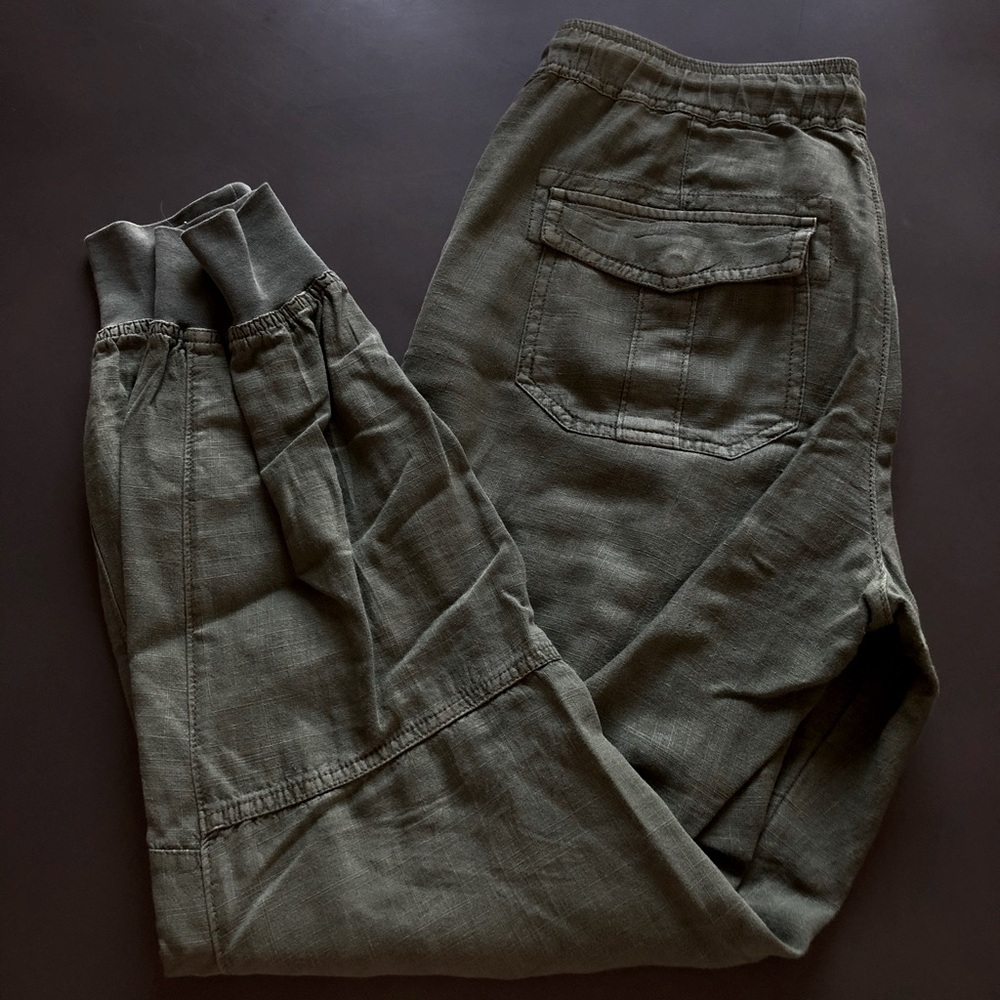 Army green drawstring jogger pants
